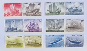 Japan Old Ships Postage Stamps 12 stamps 6 Series Perfect set 1975 to 1976 - Picture 1 of 2