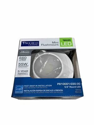 Progress Lighting 805305 Mini Flushmount 5.5” Round LED Light, White - Image 1 of 4