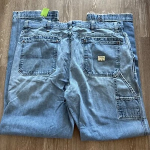 Eddie Bauer Easy Fit Carpenter Mens Denim Jeans 42x36 Tall Blue Baggy Y2K - Picture 1 of 6