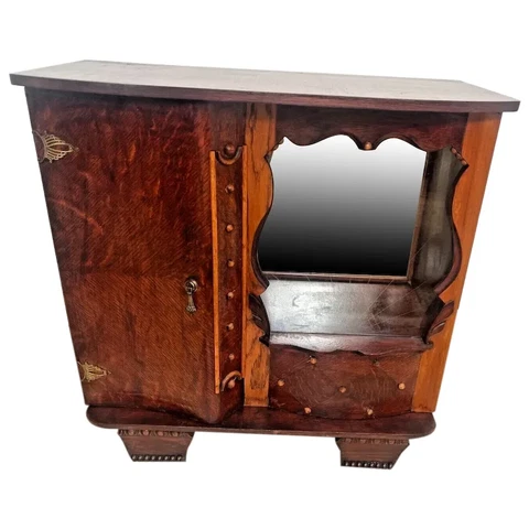 Art Deco Display Cabinet  Two doors, shelves, Glass door, Mirror,  Curio Console Cover