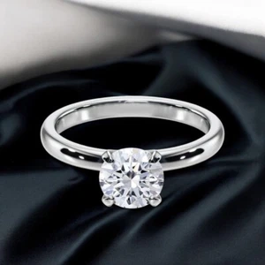 Ehering 18K Weißgold 1,00 Ct Rundschliff Lab Created Diamant IGI zertifiziert - Bild 1 von 15