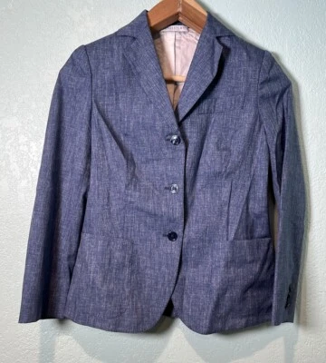 $2895 Chaqueta Blazer Hadleigh's Anne Lana Seda Lino Azul Ligero EUR 42 US 6 Foto 1 de 4