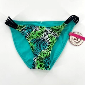 Reversible Swimsuit Bikini Bottoms Juniors Size XS Teal Green Animal Print NWT - Picture 1 of 8