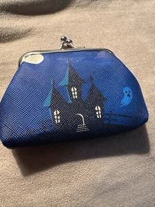 Mini Halloween Change Purse With Haunted House And Full Moon - Picture 1 of 8