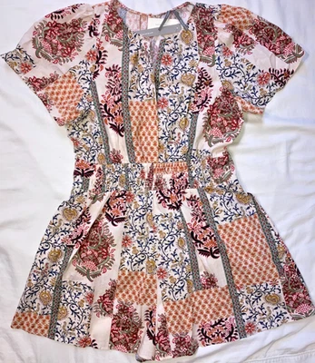 Mameluco Anthropologie The Somerset Popelín Naranja Floral Colores Otoño L Grande Nuevo con Etiquetas Foto 1 de 4