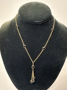 Goldfarbene schwarze Lünette Set Kristall Quaste Halskette  - Bild 1 von 4