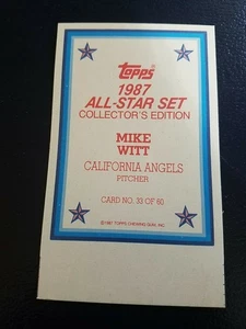 Mike Witt  Angels1987 Topps All-Star Collector's Edition BLANK FRONT PROOF - Picture 1 of 2