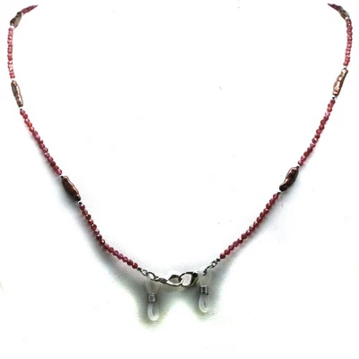 Soporte para collar de plata 925 dorado marrón perla y rodolita máscara facial 29,0 pulgadas Foto 1 de 4