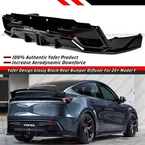 For 2025-2026 Tesla Model Y Juniper Yofer Gloss Black Rear Bumper Diffuser Kit - Picture 1 of 12