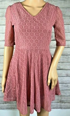 Vestido Love Fire Polvoriento Rosa Malva Floral Superpuesto Talla M Tirantes Con Cordones Espalda E42 Foto 1 de 4