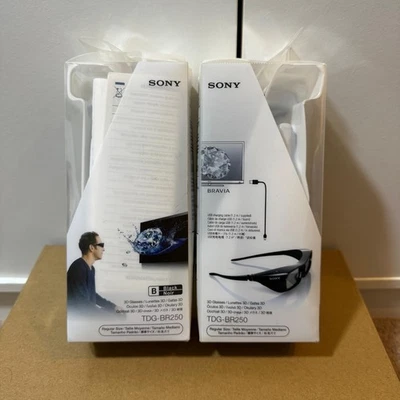 Set of 2 Sony TDG-BR250 3D Rechargeable Glasses, with USB Cable New With Box - Image 1 of 4