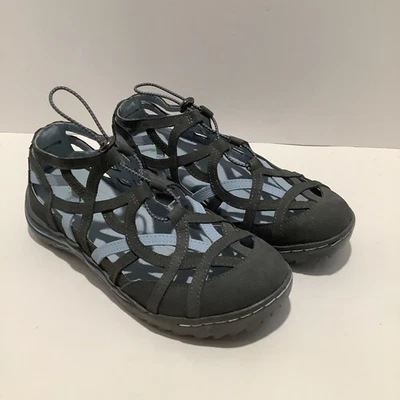 Jambu 鞋女式罗马平底鞋 7.5M 码美国灰色皮革一脚蹬,全新 — 第 1/4 张图片