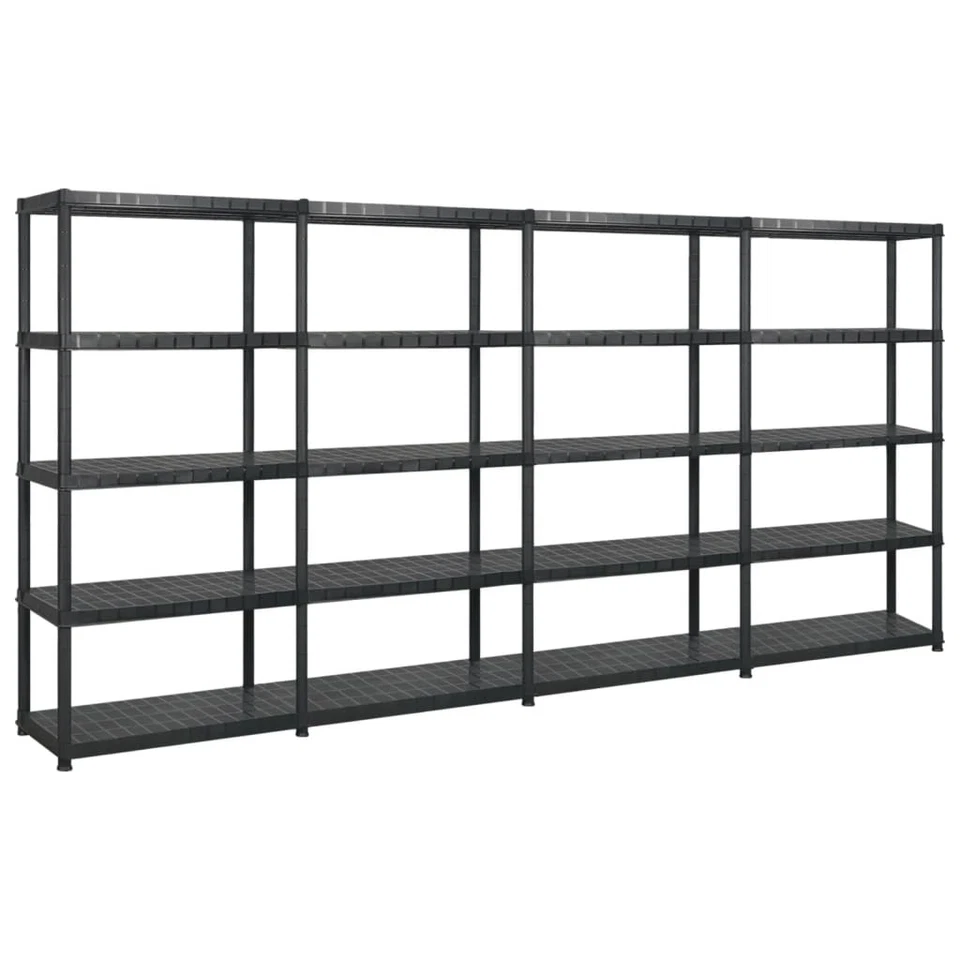Storage Shelf 5-Tier Black Plastic Rack Display Organiser Multi Sizes vidaXL - image 1 of 1