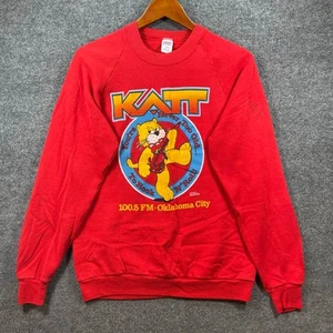 Vintage KATT OKC FM Radio Sweater 90's Adult Large Red Made In USA READ - Picture 1 of 11