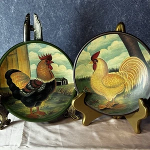 2 Hühnerteller 7 Zoll Henne & Hahn - Bauernhof Land Dekor 2175z - Bild 1 von 6