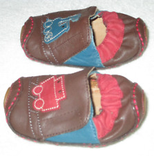 umi Infant 6-12 Month Brown Leather Train Baby Moccasin Bootie Shoes