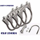 Set of 4 Pieces 2.5" Exhaust Tail Pipe Metal Steel U Bolt 3/8" Muffler Clamp 