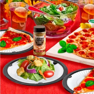 10-Inch Reusable Plastic Paper Plate Holders, Picnic Supplies (12 Set - Black) - Picture 1 of 12