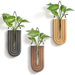Wood Wall Planter Indoor (Set of 3), Propagation Station, Wooden Hanging Vase - Picture 1 of 6