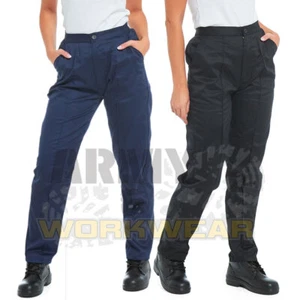 Ladies Womens Work Trousers Healthcare Beauty Uniform Pants Half Elastic Waist - Picture 1 of 4