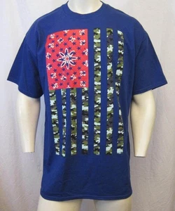 NEW AMERICA CAMOUFLAGE FLAG PRINT CREW NECK T-SHIRT SZ XL BLUE, (BAPE) VIC-THOR1 - Picture 1 of 4
