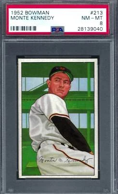 1952 Bowman #213 PSA 8 Monte Kennedy Giants 213 Centered! - Image 1 of 2