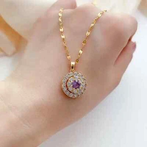 Collana in oro 18 kt con diamanti bianchi pendenti da donna bijoux donna collari - Foto 1 di 12