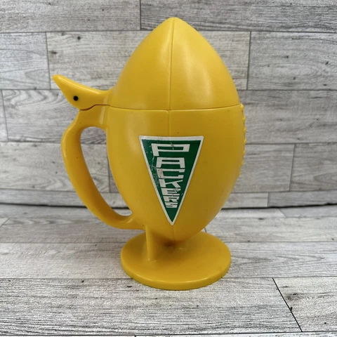 Vintage 1960’s Green Bay Packers Yellow Plastic Football Lidded Stein Mug Cover