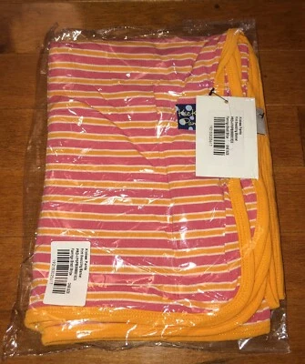 Kickee Pants Girl Bamboo Flamingo Brazil Stripe Swaddling Blanket Swaddle New - Image 1 of 4