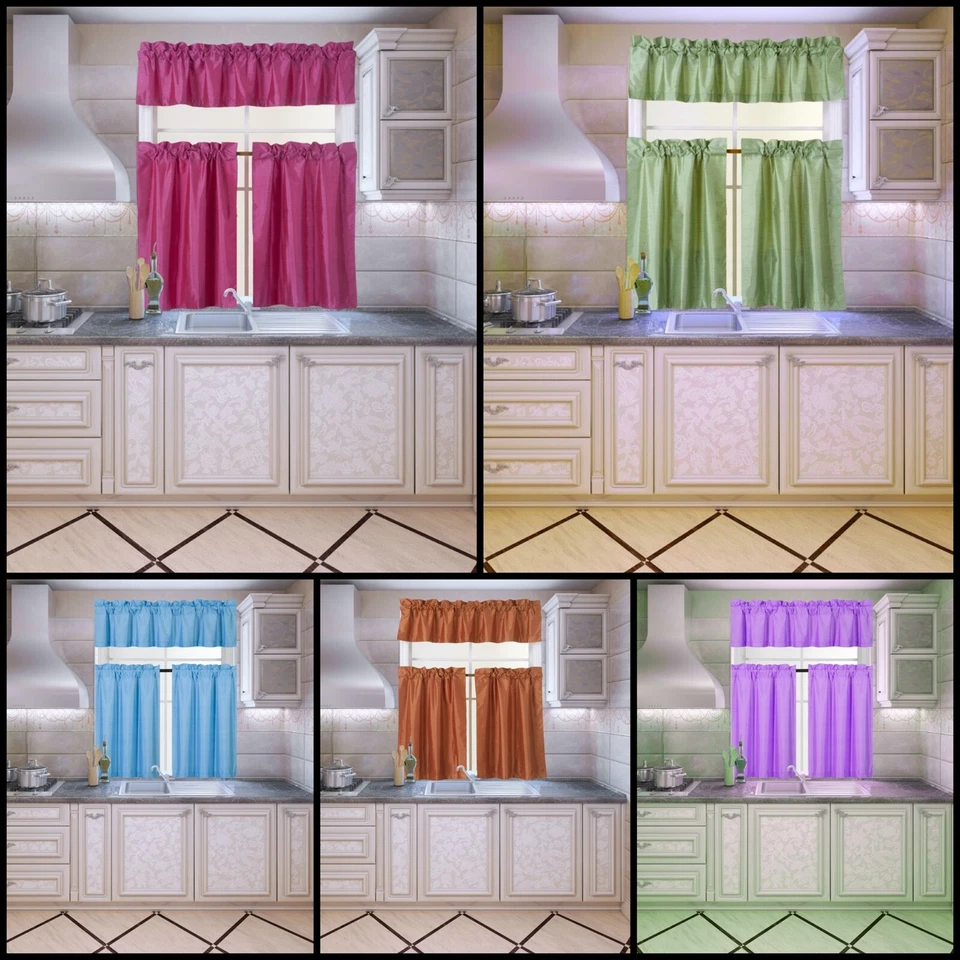 3PC 30" x 36" Window Curtain Black Backing Thermal Lined Blackout Panels K3 - Image 1 of 1