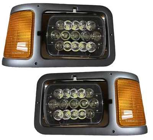 FIT FORD F800 F850 1998 1999 BLACK LED HEADLIGHTS BEZEL HEAD LIGHTS CORNER PAIR - Picture 1 of 1