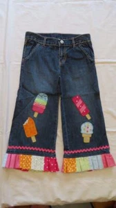 NEW Gymboree Sz 7 Popsicle Party Ice Cream Cone Denim Capri Jeans Birthday Girl - Picture 1 of 7