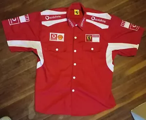 Official Ferrari Vodafone Fila F1 Race Team Mens Button Down Crew Shirt - Size L - Picture 1 of 3