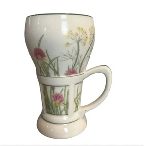 Shafford irischer Kaffeebecher Kräuter & Gewürze 5,5" rosa gelb Blumen Vintage Mid Century - Bild 1 von 8