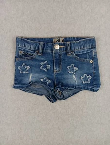 Justice Little Girls Jean Stretch Shorts Size 8 Stars July 4th USA America EUC - Picture 1 of 5