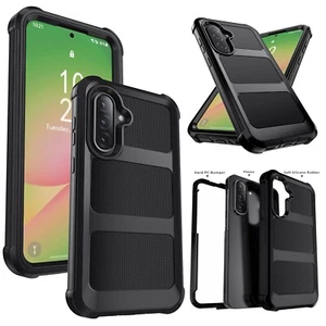 Black Case For Samsung Galaxy A56 5G Hybrid Rugged Dual Layer Hard Phone Cover - Picture 1 of 17