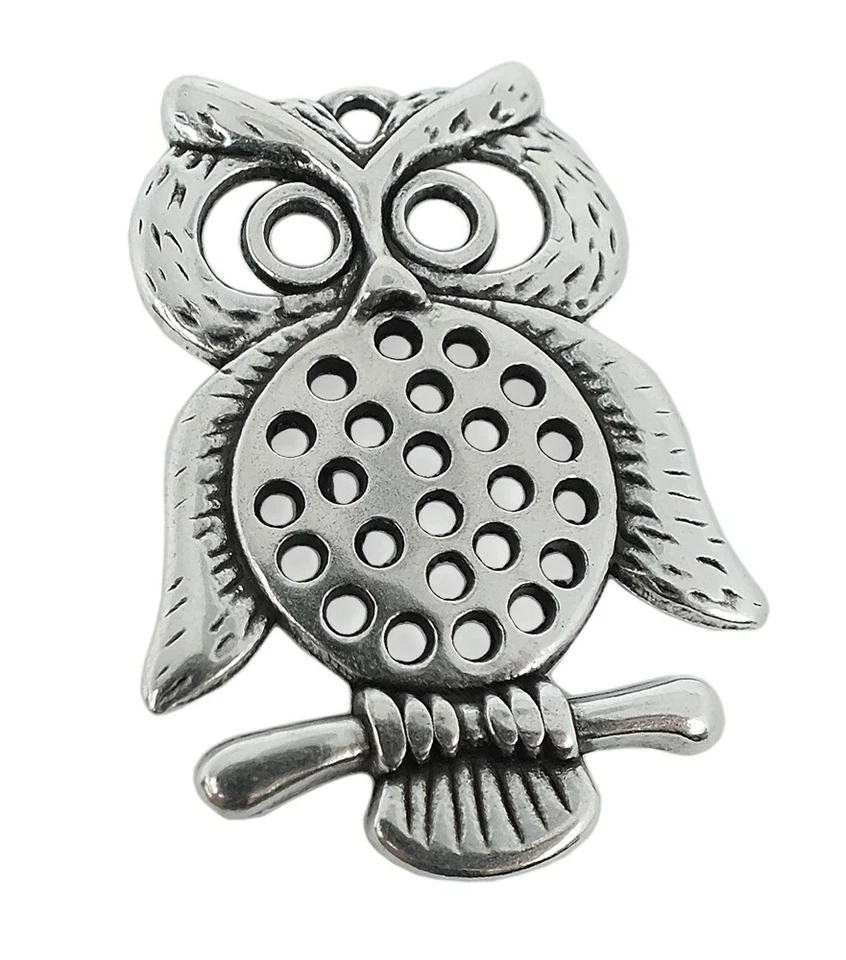 Ciondolo Gufo Ottone Argentato IN Used Look Minott 27955 - Immagine 1 di 1