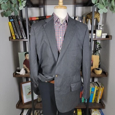 VTG Polo Ralph Lauren Men's Sport Coat Two Button Gray Herringbone 46L ITALY - Image 1 of 4