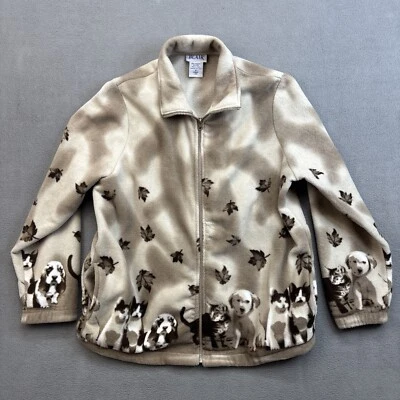 Vintage Blair Dog Puppies Puppy Fleece Jacket Full Zip Women’s Tan Size Medium - Image 1 of 4
