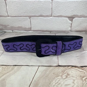 Vintage Purple Suede Black Scroll Belt Size Size Small !! READ!! - Picture 1 of 12