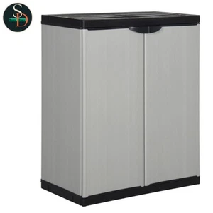 Modern Garden Storage Cabinet with 1 Shelf Grey & Black Cupboard Utility vidaXL - Picture 1 of 8