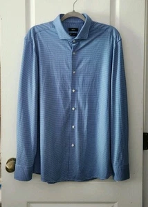 Camisa de vestir Hugo Boss para hombre "Jason" calce ajustado estampado geométrico manga larga talla 18 - Imagen 1 de 12