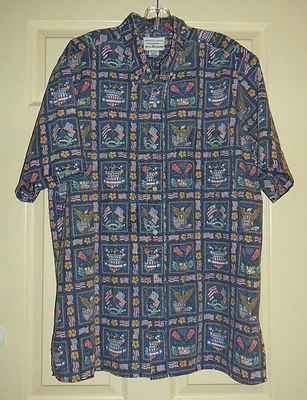 Reyn Spooner Collection By Dietrich Varez Size 2XL Mens American Flag Camp Shirt - Image 1 of 4