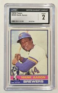 1976 Topps Hank Aaron #550 HOF Braves CGC 2 buono - Foto 1 di 2