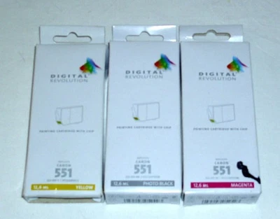 Digital Revolution - 3 x Tintenpatronen für Canon 551 - Magenta + Yellow + black - Bild 1 von 4