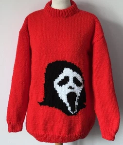 Goth Hand Knitted Sweater Ghost Face by Bexknitwear - Picture 1 of 1