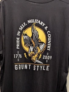 Grunt Style "Pride in Self, Military & Country" 2XL Black T-shirt - Picture 1 of 4