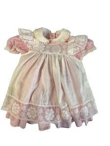 Vintage Bryan Baby Kleid mit abnehmbarer Spitzenschürze 2T rosa H109 USA - Bild 1 von 7
