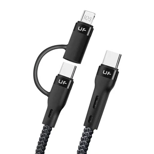 2 in 1 Fast Charging Braided Cable USB C to Type C and iphone Connector 1 meter - Picture 1 of 16