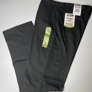Genuine Dickies Pants Size 36x34 Flat Front Slim Fit Straight Leg Black ColorNWT - Picture 1 of 10